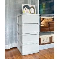ราคา Thaitrendy ตู้ลิ้นชัก4ชั้น สีมินิมอล ตู้เสื้อผ้า ชั้นวางของ กล่องเก็บของ ตู้เก็บของ (ขนาด 40x44x85 ซม.) White (หน้าหวาย) (12222757)