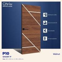 ราคา City idyl. ประตูภายใน SMART HDF. รุ่น P10 ประตูภายใน สำเร็จรูป สไตล์โมเดิรน์ ติดตั้งบานเลื่อนได้ walnut 90x200cm. (12227900)