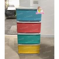 ราคา Thaitrendy ลิ้นชัก 4ชั้น ตู้เสื้อผ้า ชั้นวางของ กล่องเก็บของ ตู้เก็บของ (ขนาด 40x44x85 ซม.) ของขวัญปีใหม่ สีพาสเทล (หน้าหวาย) (12222739)