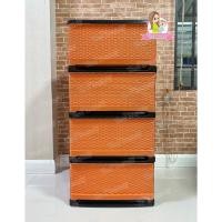 ราคา Thaitrendy ลิ้นชัก 4ชั้น ตู้เสื้อผ้า ชั้นวางของ กล่องเก็บของ ตู้เก็บของ (ขนาด 40x44x85 ซม.) ของขวัญปีใหม่ สีส้ม (หน้าหวาย) (12222742)