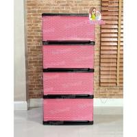 ราคา Thaitrendy ลิ้นชัก 4ชั้น ตู้เสื้อผ้า ชั้นวางของ กล่องเก็บของ ตู้เก็บของ (ขนาด 40x44x85 ซม.) ของขวัญปีใหม่ สีชมพู (หน้าหวาย) (12222743)