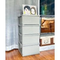 ราคา Thaitrendy ตู้ลิ้นชัก4ชั้น สีมินิมอล ตู้เสื้อผ้า ชั้นวางของ กล่องเก็บของ ตู้เก็บของ (ขนาด 40x44x85 ซม.) Light Grey(หน้าหวาย) (12222758)