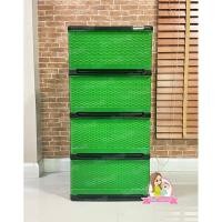 ราคา Thaitrendy ตู้ลิ้นชัก4ชั้น ตู้เสื้อผ้า ชั้นวางของ กล่องเก็บของ ตู้เก็บของ สีเขียว (หน้าหวาย) (12222768)