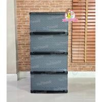 ราคา Thaitrendy ตู้ลิ้นชัก4ชั้น ตู้เสื้อผ้า ชั้นวางของ กล่องเก็บของ ตู้เก็บของ สีเทา (หน้าหวาย) (12222773)