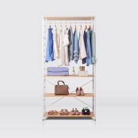 ราคา MikeMira ตู้เสื้อผ้าแบบเปิดโล่งพร้อมชั้นวาง 3 ชั้น ไม้ยางพาราประสาน ระบบโมดูล่าร์ 60x40x200 (12216181)