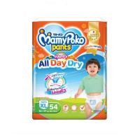 ราคา mamypoko happy pants all day dry มามี่โพโคกางเกงผ้าอ้อมเด็ก size xl มี 54 ชิ้น น้ำหนัก 12 - 17 kg. (12217893)