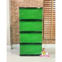 ราคา Thaitrendy ลิ้นชัก 4ชั้น ตู้เสื้อผ้า ชั้นวางของ กล่องเก็บของ ตู้เก็บของ (ขนาด 40x44x85 ซม.) ของขวัญปีใหม่ สีเขียว (หน้าหวาย) (12222747)