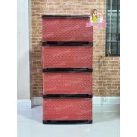 ราคา Thaitrendy ตู้ลิ้นชัก4ชั้น ตู้เสื้อผ้า ชั้นวางของ กล่องเก็บของ ตู้เก็บของ น้ำตาลแดง หน้าหวาย (12222763)