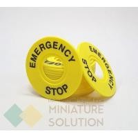 ราคา Miniature Solution name plate ป้ายชื่อ สวิทช์ฉุกเฉิน Emergency Stop ขนาด 22มิล แผ่นเนมแพลท วงกลม Ø60mm รูปุ่มขนาด Ø22mm Emergency (12255317)