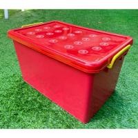 ราคา Thaitrendy กล่องพลาสติก กล่องเอนกประสงค์ กล่องเก็บของ (ขนาดใหญ่ 34.5x52x28.5 ซม.) แดง (12224019)