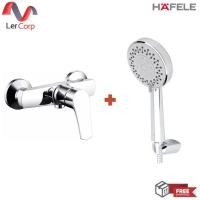 ราคา (hafele) ก๊อกผสมยืนอาบแบบติดผนัง - danube (495.61.079) + ชุดฝักบัว ปรับ 4 ระดับ (495.60.620) (12231144)