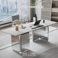 ราคา RSLUXURY โต๊ะทำงานmท็อปหิน โครงขาสแตนเลส304 ผิวกระจก 2.0M (12237827)