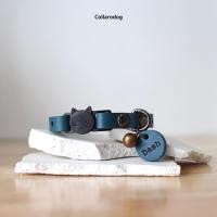 ราคา Collarodog ปลอกคอแมวนิรภัย หนังวัวแท้ สลักชื่อ สลักเบอร์โทร Xs บลู (12283943)