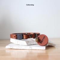 ราคา Collarodog ปลอกคอแมวนิรภัย หนังวัวแท้ สลักชื่อ สลักเบอร์โทร น้ำตาลอ่อน Xs (12283945)