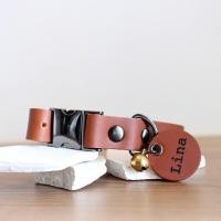 ราคา Collarodog ปลอกคอสุนัข ปลอกคอแมว หนังแท้สลักชื่อ รุ่นหัวล็อค Rocky น้ำตาลอ่อน XL 17-30นิ้ว (12284008)