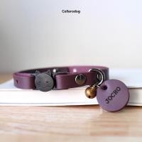 ราคา Collarodog ปลอกคอแมวนิรภัย หนังวัวแท้ สลักชื่อ สลักเบอร์โทร ม่วง Xs (12283947)
