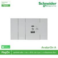 ราคา schneider electric ชุดสวิตช์ทางเดียว 1ช่อง+เต้ารับ usb type c+a พร้อมฝาครอบสีเทา รุ่น avataron a สั่งซื้อที่ร้าน plugon (12293271)