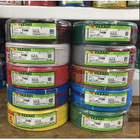 ราคา YAZAKI สายไฟ THW 1.5 sq.mm. ยาซากิ YAZAKI 100 เมตร สายแข็ง แกนเดียว ทองแดง มี 10 สี น้ำเงิน (12302740)