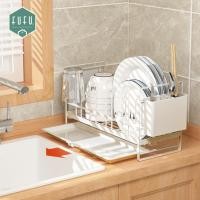 ราคา FUDONAR ชั้นวางจาน คว่ำจาน แบบช่อง มีที่คว่ำแก้ว และกล่องใส่ช้อน ใช้เก็บจาน TR10 ขาว (12311529)