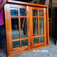 ราคา NCR1988 ชุดหน้าต่างบานเปิดไม้พร้อมวงกบและอุปกรณ์ บานดอกจิกคู่ ไม่รวมกระจก ไม่ทำสี บานกว้าง 50,60ซม. สูง 100 ซม.(รอบใน) 50x100 cm อุปกรณ์เปิดแบบบานพับ (12330502)