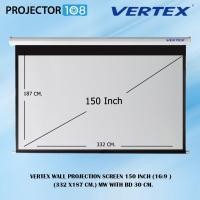 ราคา vertex wall projection screen 150 inch อัตราส่วน 16:9 (332 x187 cm.) mw with bd 30 cm. (12299336)