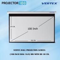 ราคา vertex wall projection screen 100 inch อัตราส่วน 16:9 ( 222 x 125 cm.) mw with bd 30 cm. (12302193)