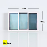 ราคา Hoffen หน้าต่างบานเลื่อนคู่ รุ่น Plus พร้อมมุ้งและกันสาดในตัว 100,120,180x110 cm. 180x110 cm. (12310781)