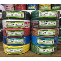 ราคา สายไฟ THW 4 sq.mm. ยาซากิ YAZAKI 100 เมตร สายแข็ง แกนเดียว ทองแดง มี 10 สี ดำ (12302773)