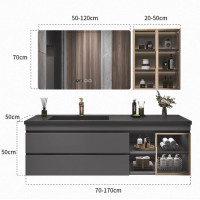 ราคา Hightech Bed Furniture เคาน์เตอร์อ่างล้างหน้าพร้อมตู้ ชุดตู้อ่างล้างหน้า พร้อมกระจกแขวน อุปกรณ์ครบชุดพร้อมติดตั้ง 100 (12341503)