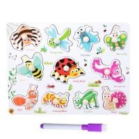 ราคา Todds & Kids Toys จิ๊กซอว์หมุดไม้ + กระดานไวท์บอร์ดเเละปากกาหัวลบได้ เเมลง (12337549)