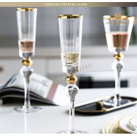 ราคา Dining Vaisselle - แก้วไวน์ขอบทอง Chateau Crystal Wine glass หรูหรารังสรรค์บรรยากาศสุดโรแมนติก ขนาดDia9*H25cm 380ml Size: W5.8*H28.5cm (12322817)