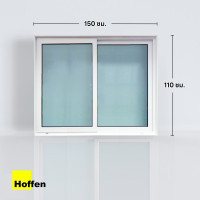 ราคา Hoffen หน้าต่างบานเลื่อนคู่ รุ่น Plus พร้อมมุ้งและกันสาดในตัว 100,120,180x110 cm. 150x110 cm. (12310782)