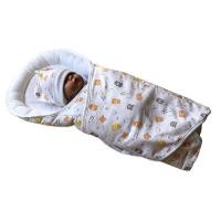 ราคา Palm&Pond ผ้าห่อตัวสำเร็จรูป เบาะอุ้มทารก 100% Cotton แถมหมวกเด็กอ่อน หมีส้ม (12418023)