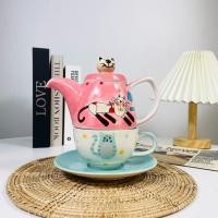 ราคา Dish.is.ceramics ชุดถ้วยน้ำชา ชุดถ้วยน้ำชาพร้อมแก้ว ชุดแก้วน้ำชาลายแมวสุดน่ารัก ชุดกาน้ำชาสีชมพู (12375207)