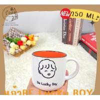 ราคา Dish.is.ceramics แก้ว แก้วมัค ลายการ์ตูน มีด้ามจับ เนื้อเซรามิค 250ml. ส้ม Be lucky boy (12375342)