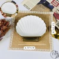 ราคา Dish.is.ceramics ชุดเข้าเซท จานชามเซรามิค จาน ชาม สีขาวขอบทอง ขายแยกชิ้น จานหอย4.5นิ้ว (12375525)