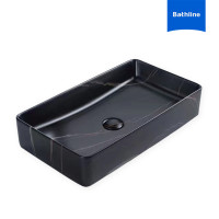 ราคา BATHLINE อ่างล้างหน้าวางบนเคาน์เตอร์ ลายหินอ่อน สีดำ ทรงยาว อ่างล้างหน้า (12407223)