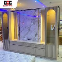 ราคา raminthra furniture ตู้โชว์วางทีวี รุ่น-คาร์เทีย กว้าง 3 เมตร / ลึก 40 ซม / สูง 220 ซม (วางทีวีได้ 75 นิ้ว) (12413297)