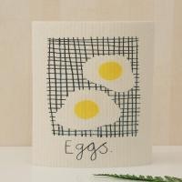 ราคา The Simple Home 97 ผ้าเช็ดจาน อเนกประสงค์ ผ้าฟองน้ำ พิมพ์ลายน่ารัก ซับน้ำดี แห้งไว B4 ไข่ดาว (12417092)