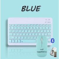 ราคา Smart Home เมาส์ไร้สาย คีย์บอร์ด bluetooth เมาส์ USB เมาส์ ถ่าน มีภาษาไทย สำหรับโน๊ตบุค และแท็บเล็ท mouse keybord M+K สีฟ้า (ถ่าน) (12430132)