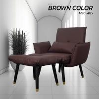 ราคา STARDECO เก้าอี้โซฟาอาร์มแชร์(หนัง) พร้อมสตูลรองขาและหมอนอิง รุ่น MSC-405 น้ำตาลแดง (12367045)