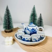 ราคา Dish.is.ceramics ชุดถ้วยน้ำชาจีน ชุดไหว้เจ้า สีแดง ลายอักษรสีทอง เสริมความเป็นสิริมงคล ต้อนรับเทศกาลตรุษจีน ชุดน้ำกาสีขาวฟ้า (12375230)