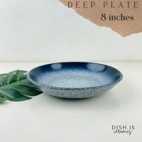 ราคา Dish.is.ceramics Blue marble set ชุดเข้าเซ็ท จานชามสีน้ำเงินลายหินอ่อนจุด จานญี่ปุ่น ชามญี่ปุ่น จานลึก 8x1.5” (12375613)