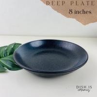 ราคา Dish.is.ceramics Black shiny set ชุดเข้าเซ็ท จานชามสีดำเงา เล่นแสง จานญี่ปุ่น ชามญี่ปุ่น จานลึก 8x1.5” (12375623)
