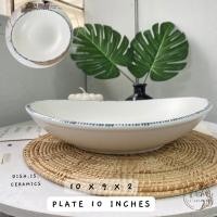 ราคา Dish.is.ceramics japanese dinner set เซทจานชามญี่ปุ่น จานสไตล์ญี่ปุ่น ชามสไตล์ญี่ปุ่น ขอบลายเส้นน้ำเงิน มีให้เลือก 5 แบบ จานก้นลึก10x9x2นิ้ว (12375689)