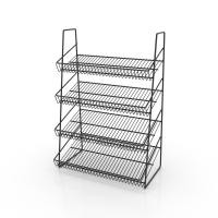 ราคา Kefva ชั้นตะแกรงวางสินค้า 3-4 ชั้น ชั้นวางบนเคาน์เตอร์ แบบขั้นบันได กว้าง 35-50 cm ชั้นวางน้ำหอม วางขนม ครีมซอง สีดำ 19x50x50 (4 ชั้น) (12385147)