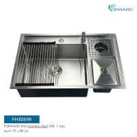 ราคา forward ซิงค์ล้างจาน อ่างล้างจาน 1หลุม พร้อมก๊อกล้างแก้วในตัวและอุปกรณ์เสริมครบครัน วัสดุสแตนเลส304 ขนาด75x48ซม. รุ่น fh3061r (12404705)