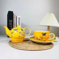 ราคา Dish.is.ceramics ชุดถ้วยน้ำชา ชุดถ้วยน้ำชาพร้อมแก้ว ชุดแก้วน้ำชาลายแมวสุดน่ารัก ชุดกาน้ำชาสีเหลือง (12375210)
