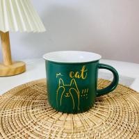 ราคา Dish.is.ceramics Cat mug แก้วแมว แก้ว กาแฟ ลายแมวน่ารักๆ 4 ลาย เขียวเข้ม1 (12375282)