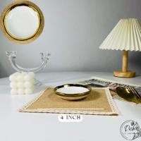 ราคา Dish.is.ceramics ชุดเข้าเซท จานชามเซรามิค จาน ชาม สีขาวขอบทอง ขายแยกชิ้น ถ้วยน้ำจิ้ม 4นิ้ว (12375523)